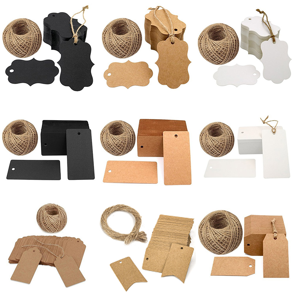 50pcs Kraft Paper Tags Handmade Blank Label with Jute Twine Gift Wrapping  Label Price Garment Clothing