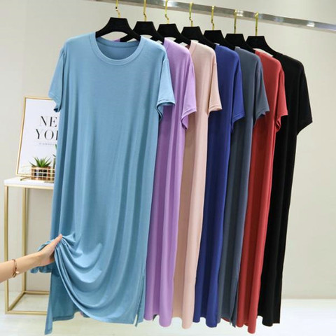 Plus size nightgown women new spring summer long dress modal cotton sleepwear night dress female loose night wear shirt camisola ► Photo 1/6