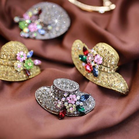 Vintage Fashion Antique Gold Color Rhinestone Hat Brooches for Women Wedding Corsage Accessories Pins High Quality ► Photo 1/6