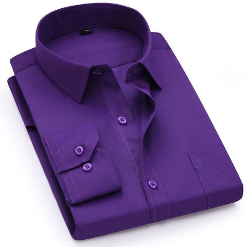 New 2022 Men Dress Shirt Fashion Twill Solid Business Clothing Formal Long Sleeve with Chest Pocket Male Social Casual Shirt ► Photo 1/6