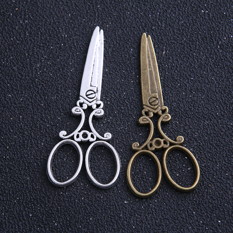6pcs/lot 25*60mm Two color Antique Metal Alloy Big Scissors Charm Pendants Jewelry Charms ► Photo 1/6