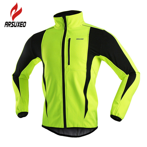 ARSUXEO Winter Warm Up Thermal Fleece Cycling Jacket Bicycle MTB Road Bike Clothing Windproof Waterproof Long Jersey Jersey ► Photo 1/6