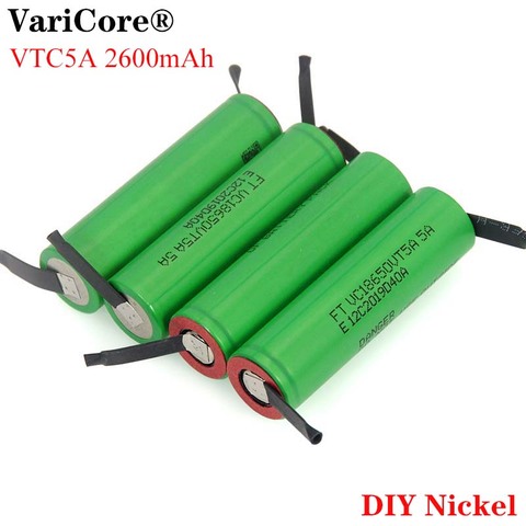 VariCore VTC5A 2600mAh 18650 Lithium Battery 30A Discharge VC18650VTC5 batteries + DIY Nickel Sheets ► Photo 1/6