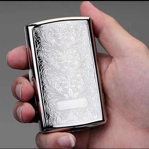 New 1pcs -High Quality Siver Printed Flower cigarette case hold 12pcs cigarettes Cigarette box /holder ► Photo 1/6