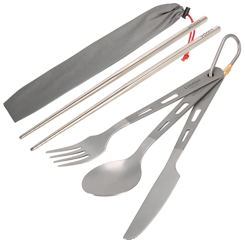 Titanium Spork Fork Spoon Cutter Chopsticks Camping Utensils