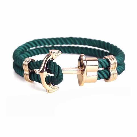 2022 new men's punk style navy blue nylon anchor bracelet and brass anchor couple gift ► Photo 1/6