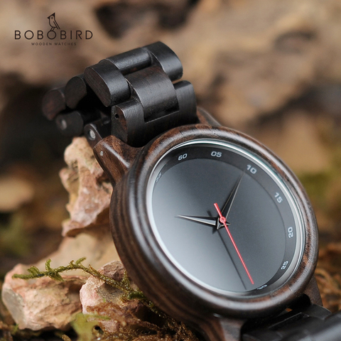 reloj mujer BOBO BIRD Wood Watch Men New Black Wooden Strap Quartz Watches Analog Luxury Gifts Male Relogio C-P10 Drop Shipping ► Photo 1/6