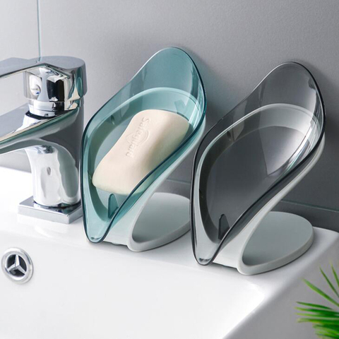 Drain Soap Holder Box Bathroom Shower Soap Storage Box Tray Rack Bathroom Accessories Drainage Plastic Box Ledge Leaf Shape ► Photo 1/6