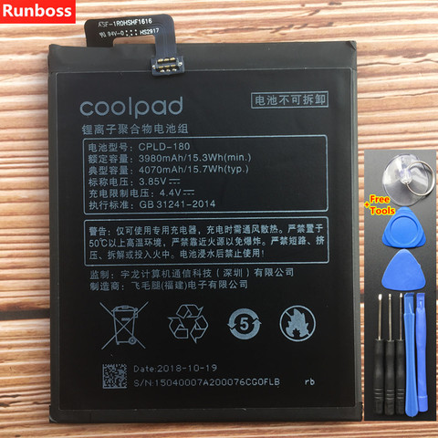 Runboss Original New CPLD-180 Battery For Coolpad LeEco Cool Changer S1 C105-8 4070mAh + Tools ► Photo 1/2