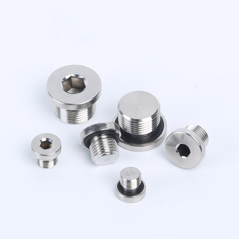 304 Stainless Steel Lnner Six Angle With Flange Oil Plug M8/10/12/14/16/18/20/22/24/27/33 x 1.5 Male Threaded Ring Sealing Plug ► Photo 1/6