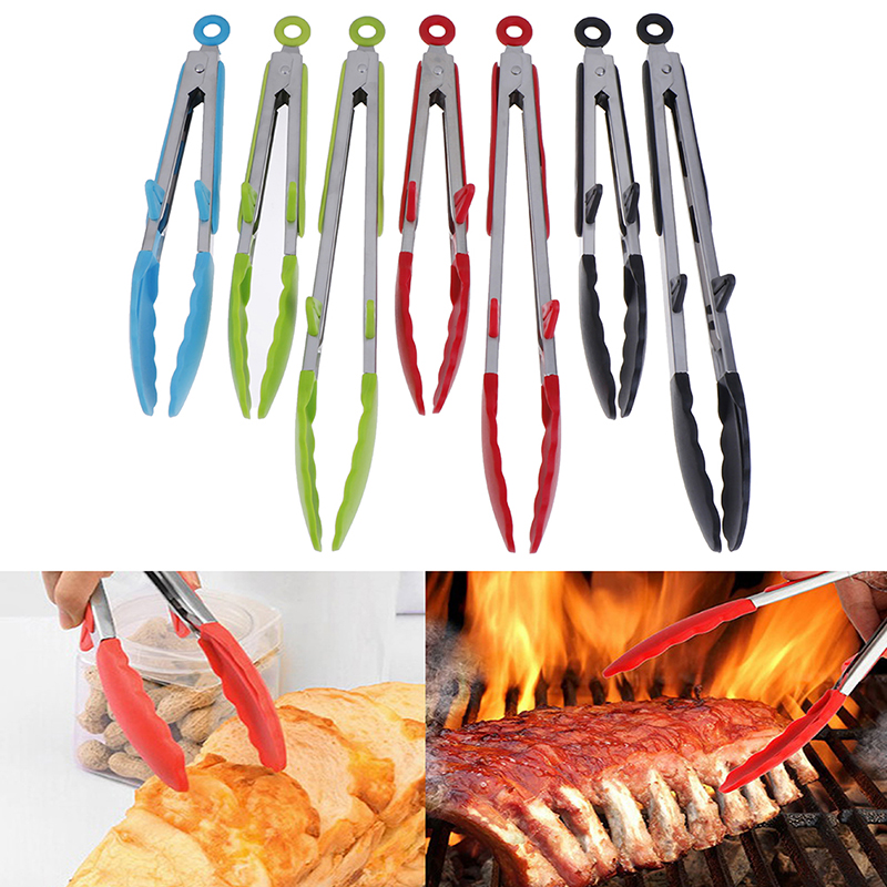 Useful Stainless Steel Salad Pliers BBQ Tongs Cooking Food Kitchen Tools New J