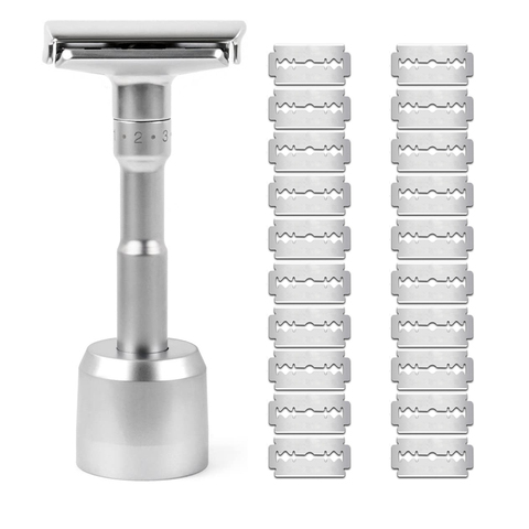 Adjustable Double Edge Classic Safety Razor Travel Manual Shaving Razor 20 Pieces Double Edge Blade For Mens Wet Shaving ► Photo 1/6