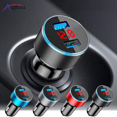 Mini USB Car Charger For iPhone XR 11 Fast Car Phone Chargers Fast Charging With LED Display 3.1A Dual USB Phone Charger in car ► Photo 1/6