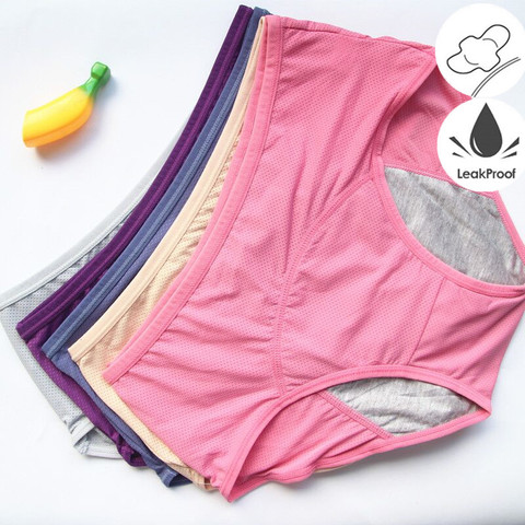 Leak Proof Menstrual Panties Women Underwear Period Cotton Waterproof Briefs  Plus Size Female Physiological Breathable Pants