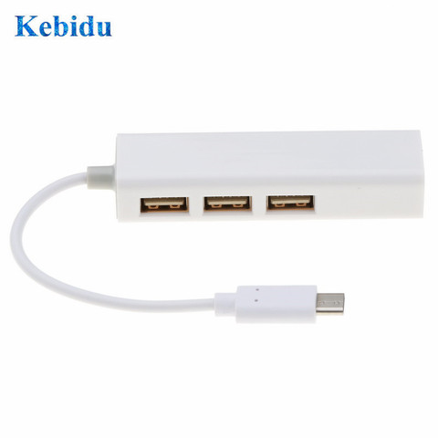 Kebidu 3 Ports USB3.0 HUB Type C To Ethernet LAN RJ45 Cable Adapter Network Card High Speed Data Transfer Adapter For PC Macbook ► Photo 1/6