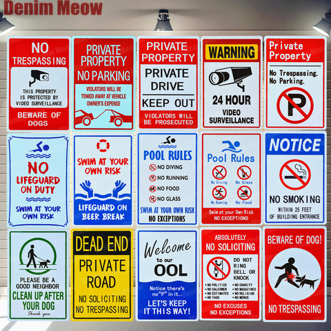 Pool Rules Signs No Diving No Running No Food No Glass Metal Tin Signs Warning Sign Easy Mounting Indoor Or Outdoor Use ZSS9 ► Photo 1/6