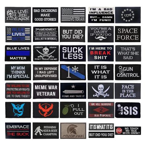 Skull Embroidered  Patch  Funny Buzzword Military Slogan Sticker Decal Army Operator with Hook and Loop Morale Tactical Patches ► Photo 1/6