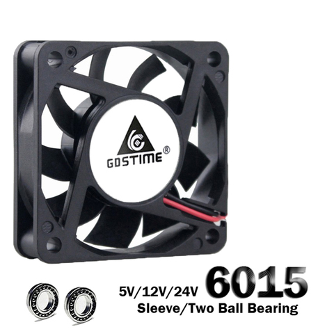 1pcs Gdstime 6015 5V 12V 24V 2Pin Brushless DC Exhaust Cooling Fan 6cm 60mm 60x60x15mm Equipment Cooler ► Photo 1/5