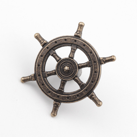 54mm 1PCS Antique Creative Single Hole Knob Captain Rudder Steering Wheel Handles Kitchen Closet Door Pull Handle ► Photo 1/5