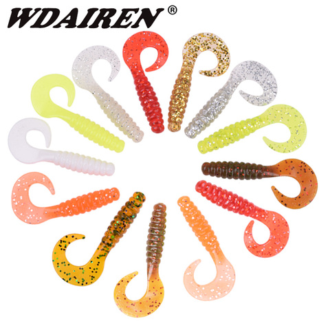 10Pcs Soft Silicone Lure Fishing Bait 4.8cm 1.2g Worm Swivel Jigging Wobblers Bass Shrimp Fishy Smell Artificial Rubber Baits ► Photo 1/6