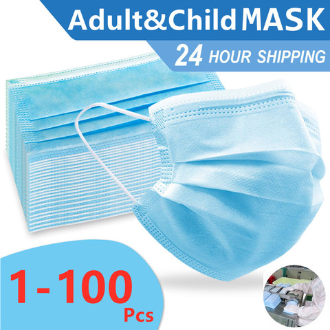 Face Mask Mascarilla 3-Layer Mouth EarLoop Mask For Adult Kid Breathable Health Mask For Virus Protection Mask Hygienic Approved ► Photo 1/6