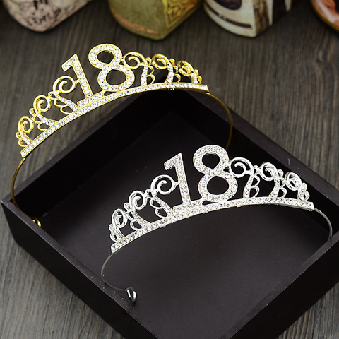 1 Pcs 18th  Birthday Princess Crown Headband Crystal Wedding Crown Hairband Women Headwear Hair Decor ► Photo 1/6