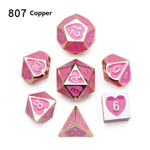 New arrival 7pcs/Set  dnd dice set dados rpg  dobbelstenen dados rol polyhedral dices metal dice d4 - d20 ► Photo 1/6