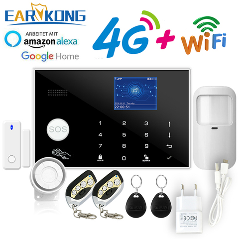 4G home alarm Tuya Wifi Alarm APP 433MHz Wireless & Wired Detector Burglar Alarms RFID Card TFT LCD Touch Keyboard 11 Languages ► Photo 1/6