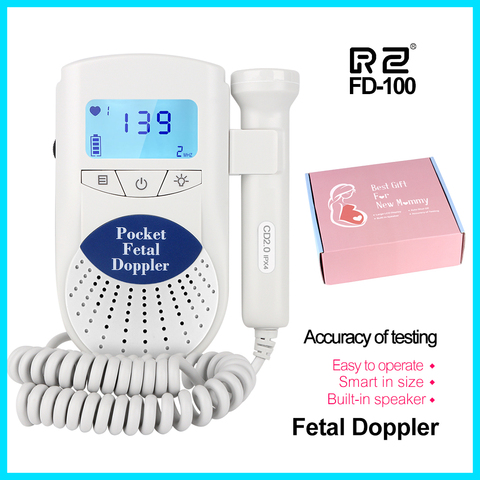 RZ Fetal Doppler Ultrasound Sound Baby Heartbeat Monitor  Detector LED Digital Prenatal Pocket FD-100 Fetal Doppler ► Photo 1/6