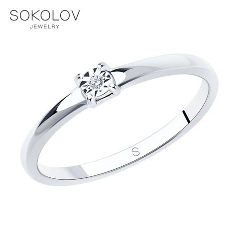 Sokolov silver ring with Diamond, fashion jewelry, 925, women's male ► Photo 1/4