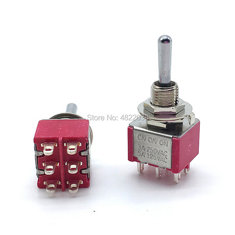 2pcs T812 Locking Toggle Switch T80-T ON ON ON 3A/250V 5A/125V 6mm 6PIN SP3T 3 Way Switches ► Photo 1/3