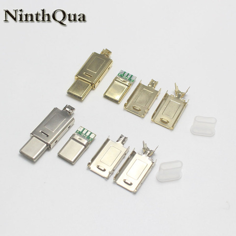 1/2/5set Nickel/Gold-plated  USB 3.1 4P Type C Male Plug Welding USB 4 in 1 DIY Repairs Cable Charger Connector for Phone ► Photo 1/6