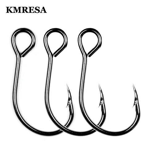 50pcs Size 8#-2/0# for Fishing Lure Replacement Hook Single Fish Bait Hook Inline Hook Big Eye Sharp High Carbon Steel ► Photo 1/6