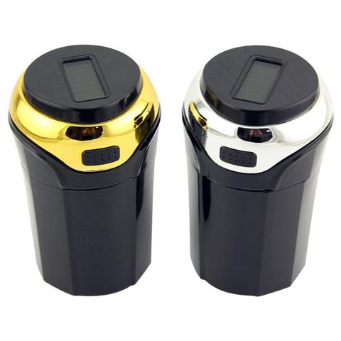 Car Auto Travel Solar Power LED Light Smoking Ash Holder Cup Ashtray ► Photo 1/6