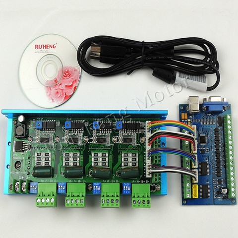 MACH3 USB CNC 5 Axis 100KHz Smooth Stepper Motion Control card breakout board+TB6600 4 Axis 4.5A Stepper Motor Driver board ► Photo 1/6