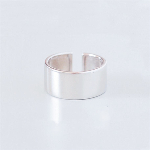 Hipster Simple Smooth Thai Silver Wide Open Mouth Joint Index Finger 925 Sterling Silver Female Resizable Opening Rings SRI186 ► Photo 1/5