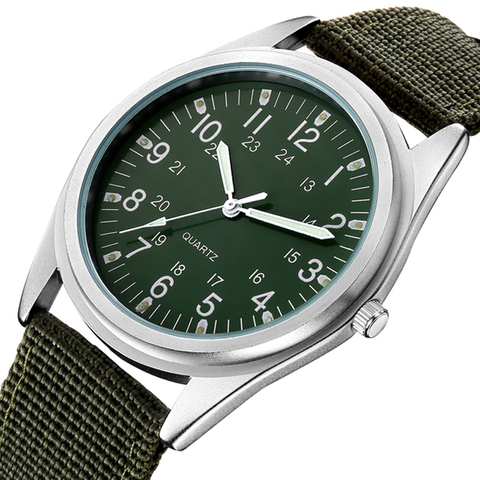 Simple Quartz Watch Men Luminous Hands Woven Canvas Belt Fluorescent Green Men's Watch Fashion Male Gift ► Photo 1/6