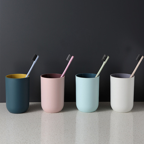 1pc Solid Color Household Washing Cup Couple Brushing Cups Plastic Creative Simple Nordic Toothbrush Cup Mug Toothbrush Cup ► Photo 1/6