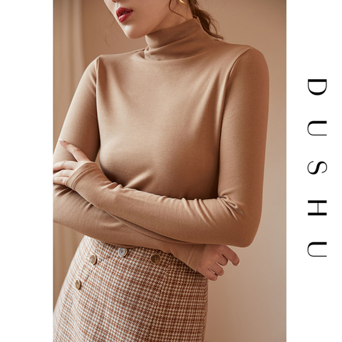 DUSHU Plus size basic turtleneck knitted sweater Women multicolor long sleeve black pullover Winter female white jumper top 2022 ► Photo 1/6