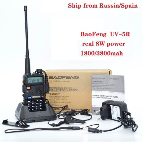 UV-5r High power version real 8W 3800mah CB radio 10Km Walkie Talkie ham radioTwo Way radio communicador for Baofeng uv-5r рация ► Photo 1/5