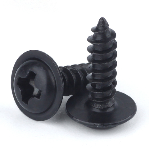 M3 M4 Phillis Cross Recessed Washer Pan Head Self Tapping Screw Metric Thread Wafe Round Head Bolt Black Steel ► Photo 1/6