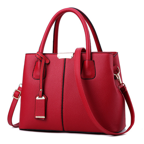 Women Solid Color Simple Style Handbag Elegant Leather Large Capacity Shoulder Messenger Pack Fashion Wild Shopping Satchel ► Photo 1/6