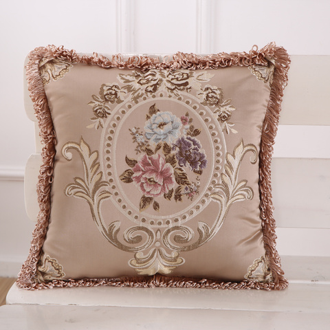European Vintage Jacquard Pillow Case Cushion Cover 45x45cm Soft Home Decorative Pillow Cover 48x48cm Red Ivory Brown Tassels ► Photo 1/6