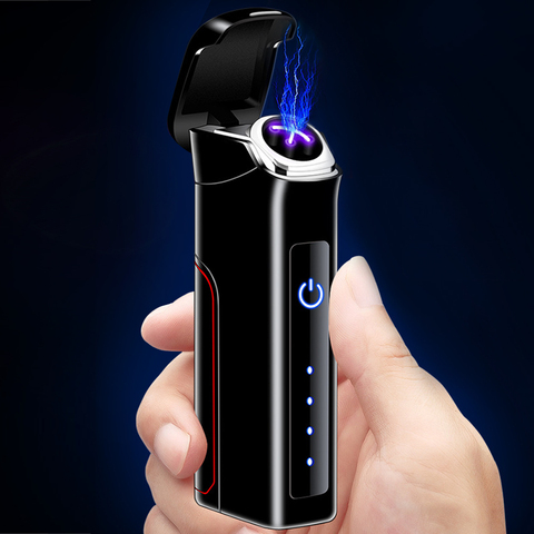 Smart Touch Double Arc Plasma Lighter Interchangeable 14450 Battery USB Electronic Lighter Rechargeable Windproof Gifts for Man ► Photo 1/6