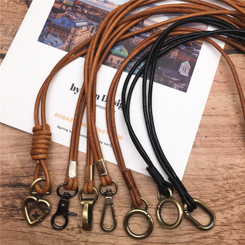 Genuine Leather Cell Phone Lanyard Neck Strap Holder Key Lanyard ID Badge Holders Phone Neck Straps with Keyring For iPhone ► Photo 1/6