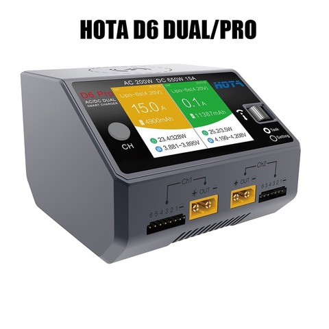 Hota D6 Dual/pro Smart Charger AC 200w DC 650w 15a for Lipo Liion Nimh Battery with Iphone Samsung Wireless Charging ► Photo 1/5