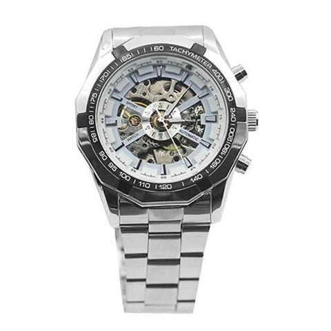 Men Hand-Winding Skeleton Automatic Mechanical Stainless Steel Sport Wrist Watch ► Photo 1/6