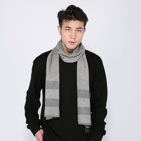 Sparsil Men Winter Cashmere Scarf Knitted Wool Soft Warm Shawl Wrap Wide Stripe High Quality Scarves Elastic Neckerchief Foulard ► Photo 1/6