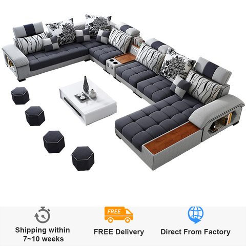 Fabric sofa modern minimalist size apartment chaise living room combination Nordic England new LU technology cloth sofa ► Photo 1/6