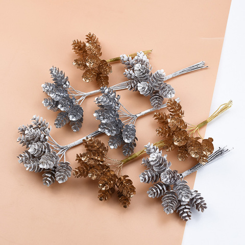 10PCS MINI Pine cone Christmas decorative artificial plants wedding home decor bridal accessories clearance household products ► Photo 1/6